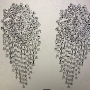 RHINESTONE LONG EARRINGS SILVER